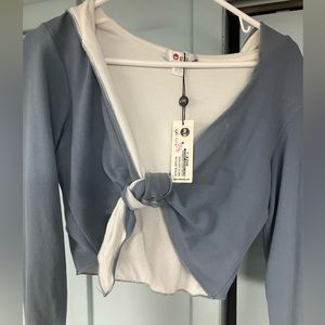 So low brand shrug hoodie edition dirty denim color ladies size large USA new WT